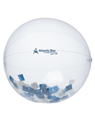 16" Blue and White Color Confetti Filled Beach Ball